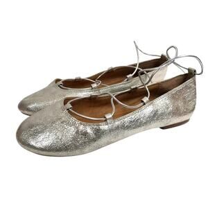 Lucky Brand Girls Eviee Silver Metallic Ballet Flats Size Youth 4.5 Women's 6.5